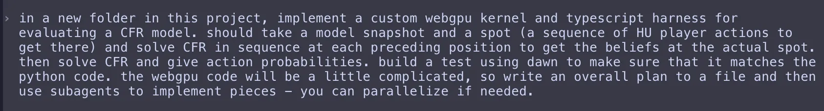 The original prompt asking Codex to create the custom kernels